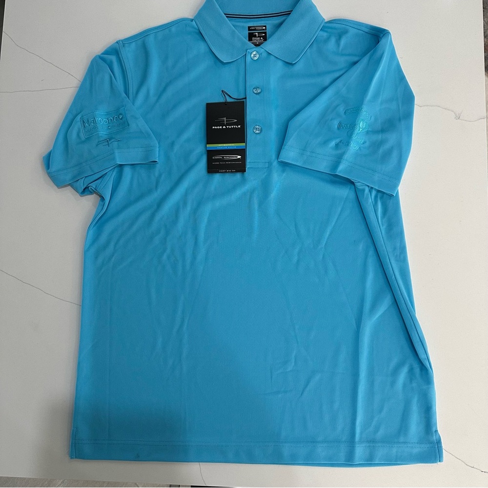 Page & Tuttle Blue Golf Polo Shirt Cool Swing Technology Size Large NEW